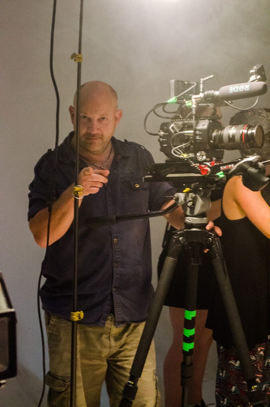 Jason Mildwaters behind the cinema camera on set